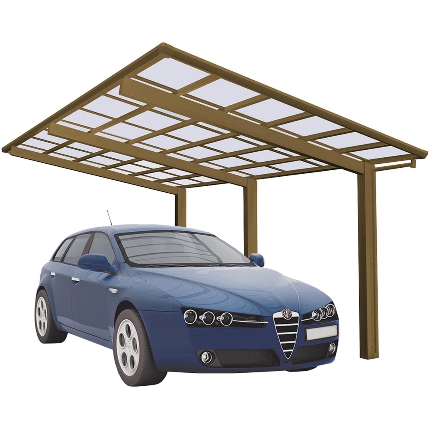 Ximax Alu Einzelcarport Linea Typ 110 Bronze 273 x 556 cm Sonderfertigung