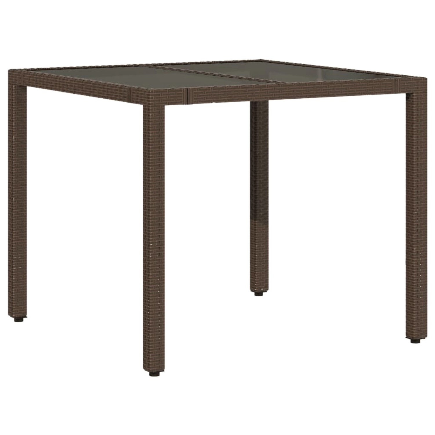 vidaXL Gartentisch mit Glasplatte Braun 90x90x75 cm Poly Rattan 365587