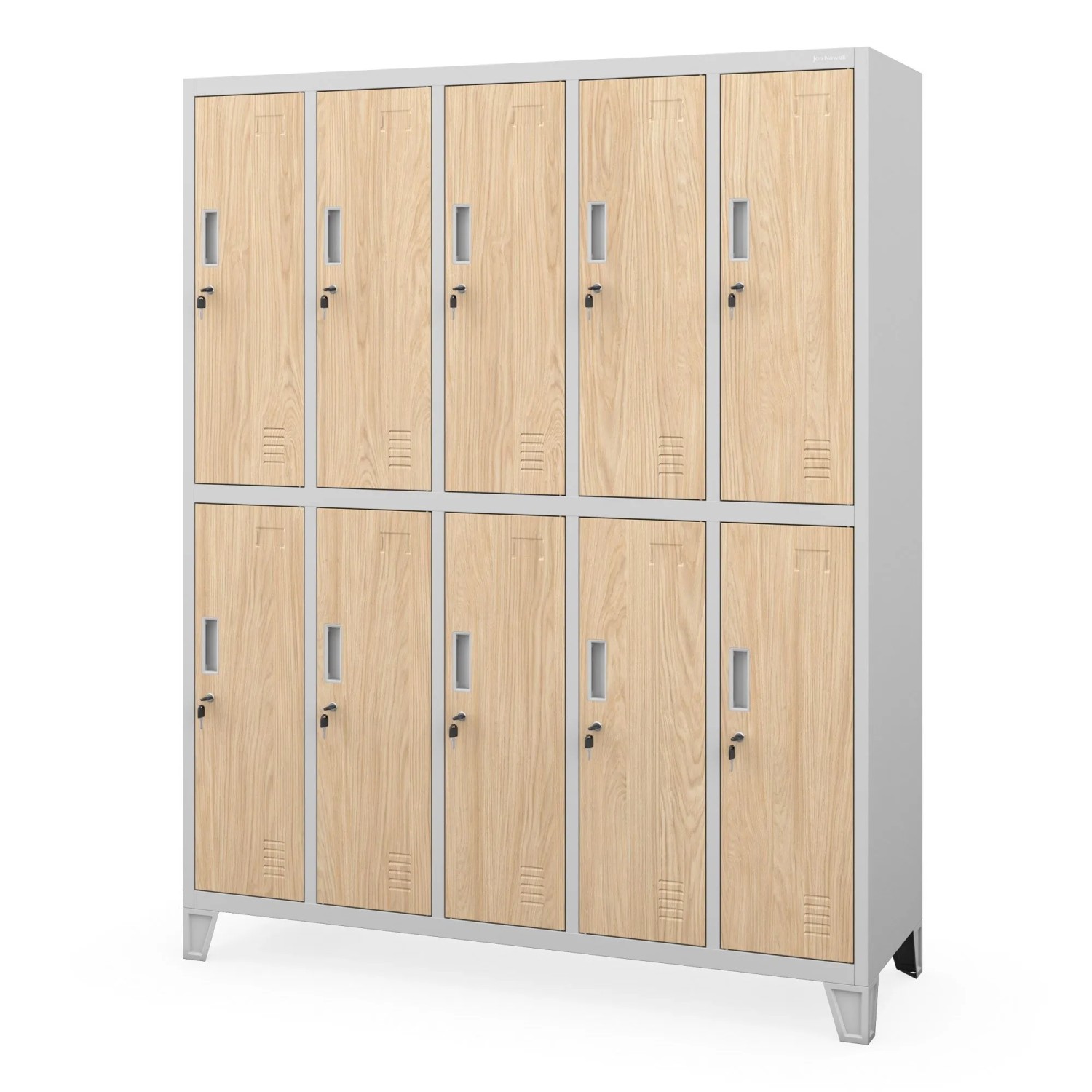 JAN NOWAK Arbeitsschutz-Kleiderschrank 10-Türiger Grau Eiche Sonoma BARTEK 172 x 136 x 45 cm