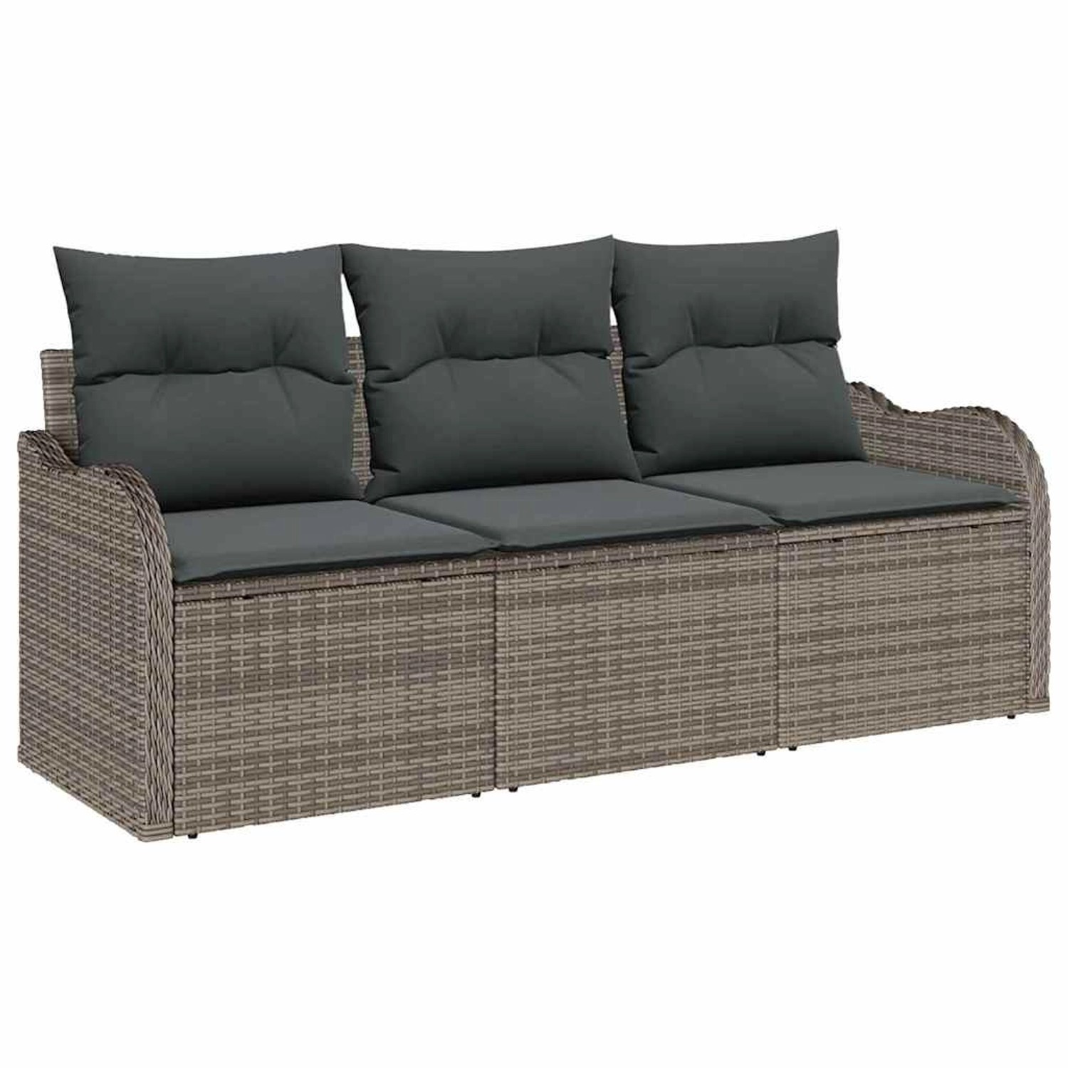vidaXL Garten-Sofa-Set mit Kissen 3-Tlg Grau Poly Rattan 3345559 günstig online kaufen