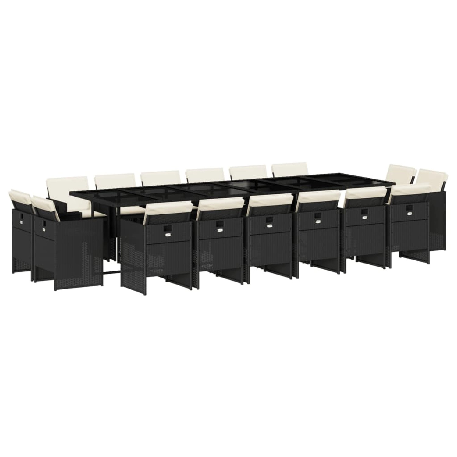 vidaXL 17-Tlg Garten-Essgruppe mit Kissen Schwarz Poly Rattan 3277829 günstig online kaufen