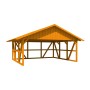 Skan Holz Carport Schwarzwald, Eiche, mit Dachschalung und Rückwand. Holzkonstruktion.