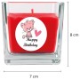 Duftkerze im Glas mit Katzenmotiv und "Happy Birthday" Schriftzug. Geschenkidee.