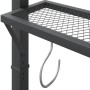 Detailansicht Pavillon: Anthrazitfarbenes Metallgestell mit Ablagegitter und Haken.