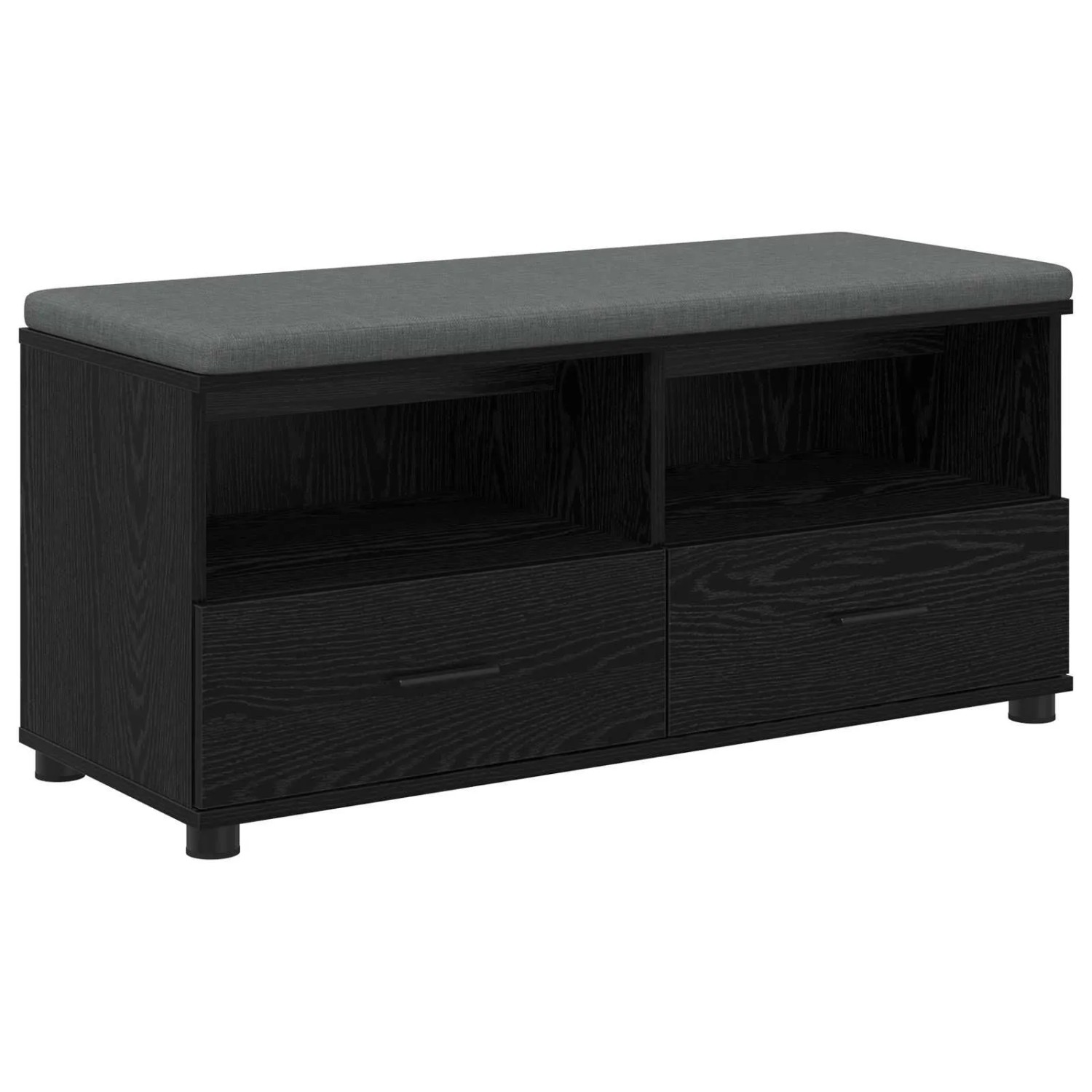 vidaXL Flurbank mit Kissen mit Regal Schwarze Eiche 100 x 38 x 46 cm 891465