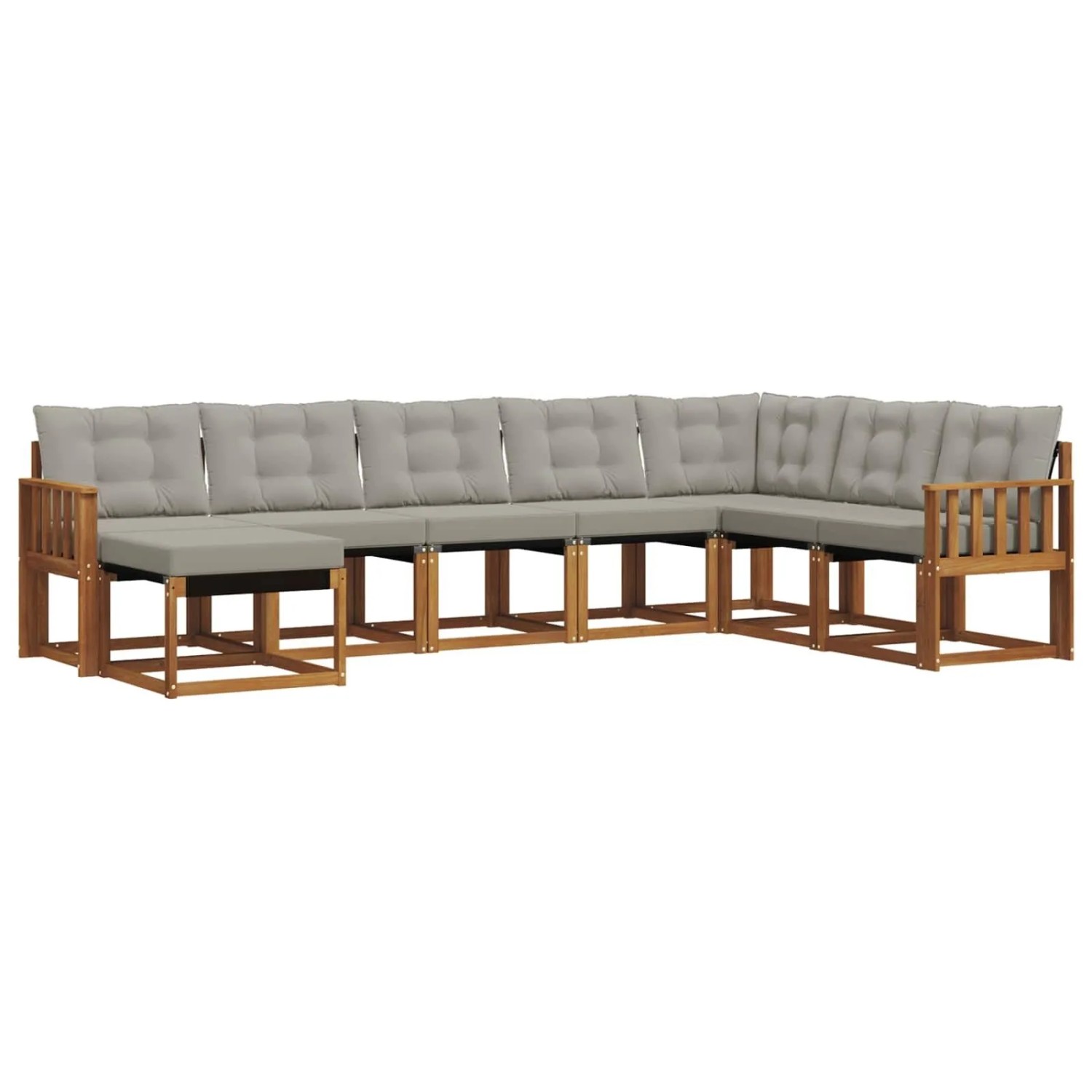 vidaXL Outdoor-Sofagarnitur mit Kissen 8-Tlg Natur und Hellgrau 3368950