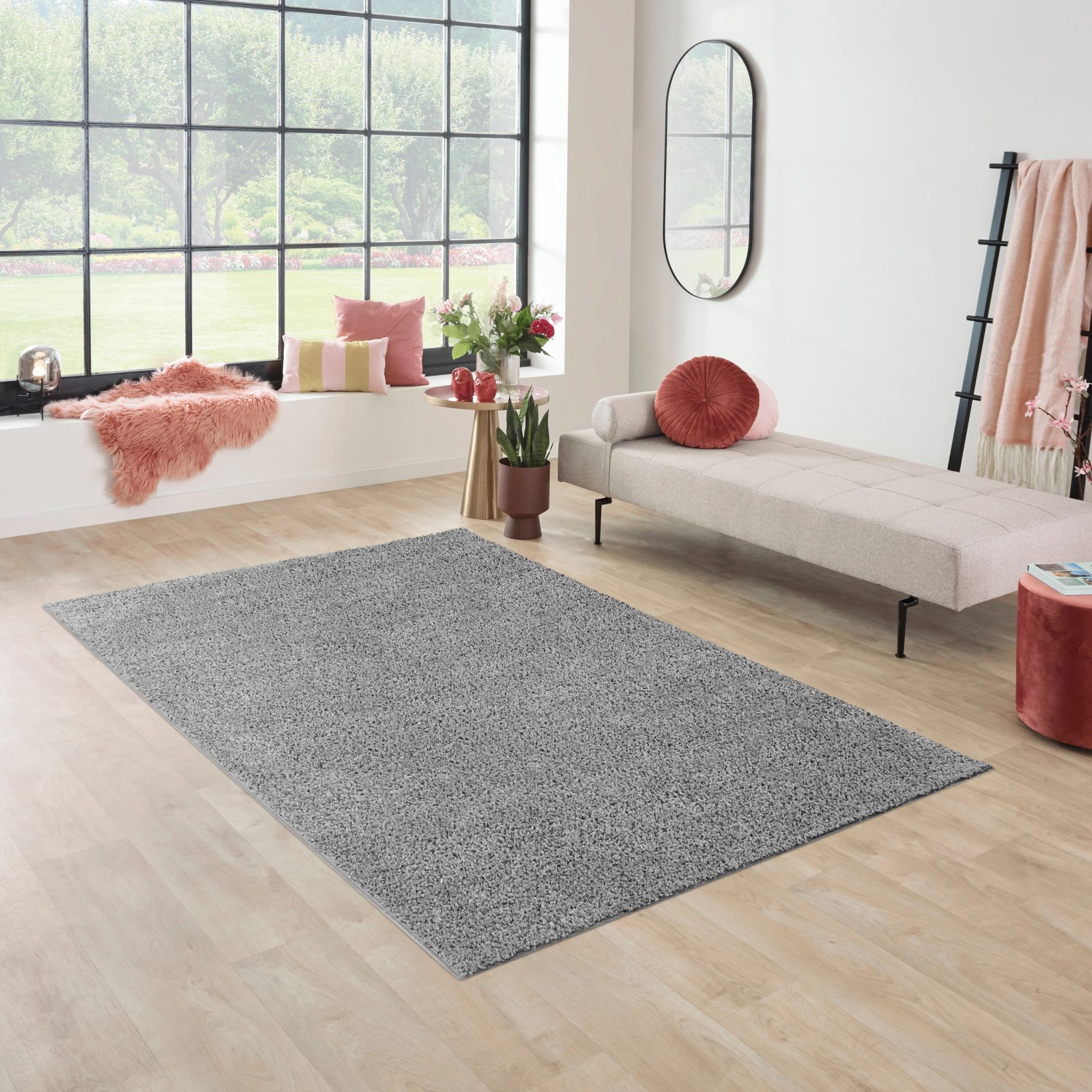 SANAT Teppich Grau 120x160 Cm – Moderner Kurzflor Fürs Wohnzimmer, Öko-Tex 100 Zertifiziert