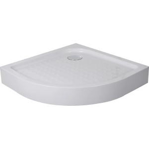 Weiße Eck-Duschwanne des Sanotechnik Rundduschen-Sets R550, Detailansicht.