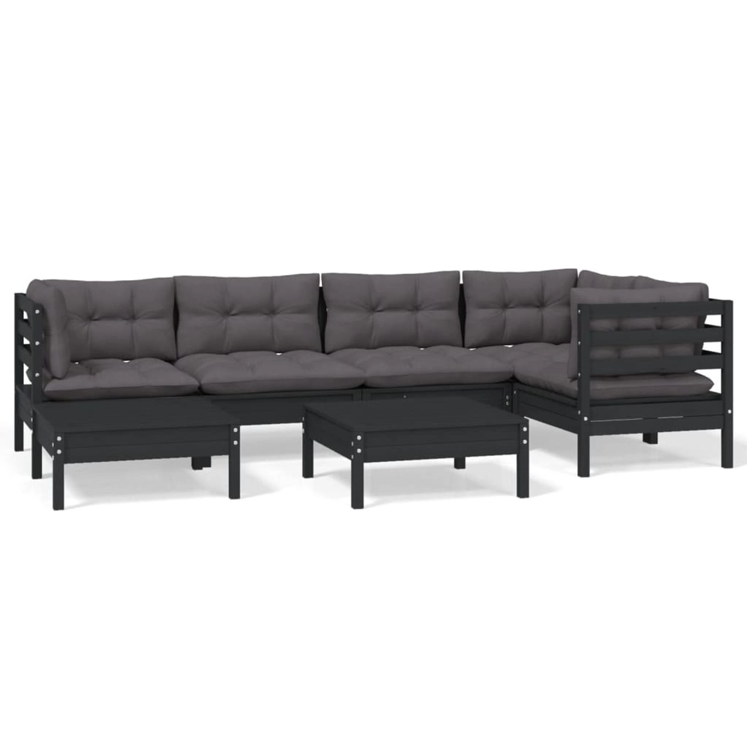 7-tlg. Garten-lounge-set Mit Kissen Schwarz Kiefer Massivholz günstig online kaufen