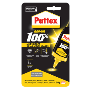 Pattex 100% Repair Alleskleber, 50g, transparent. Universalkleber für viele Materialien.