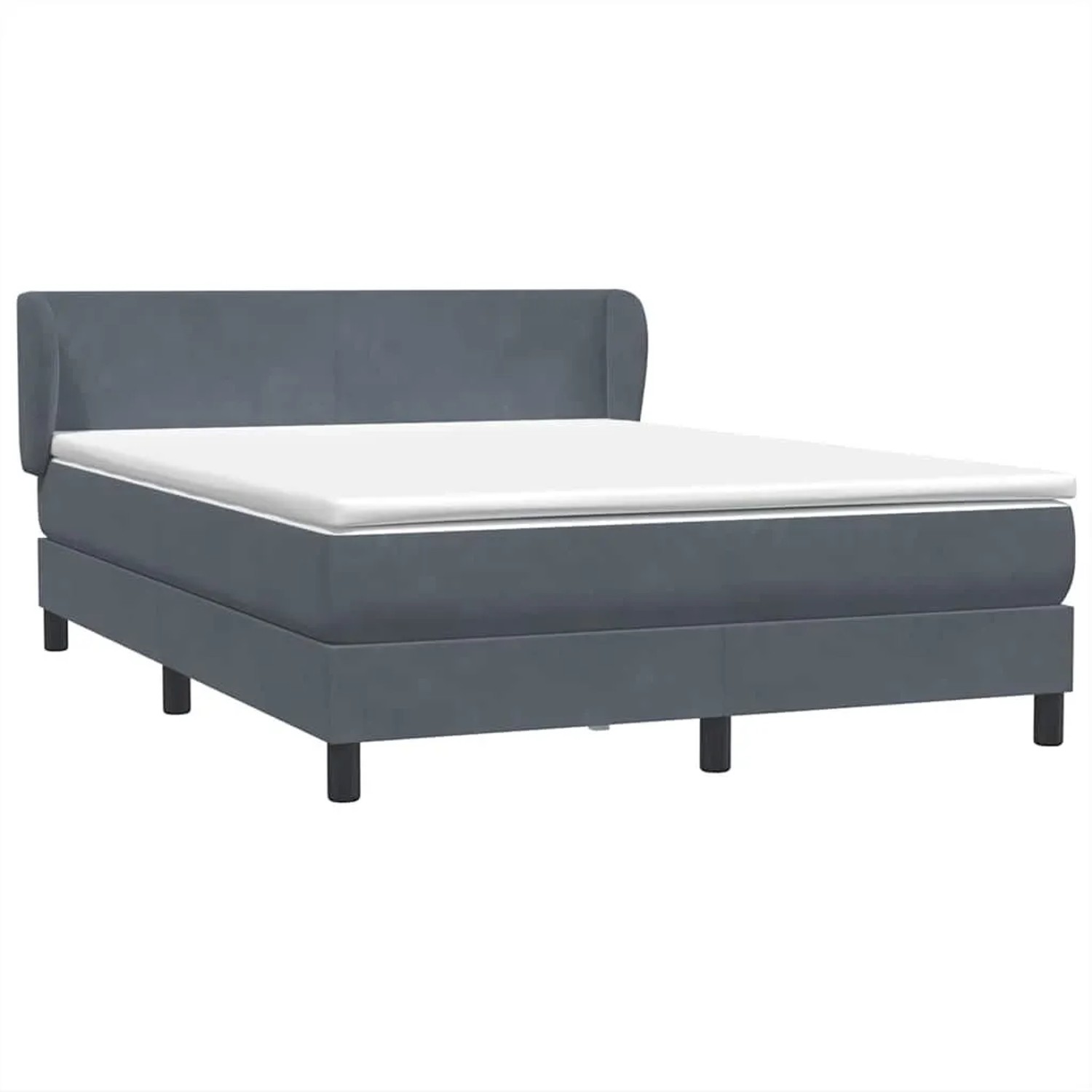 vidaXL Boxspringbett mit Matratze Dunkelgrau 160x220 cm Samt 3317404