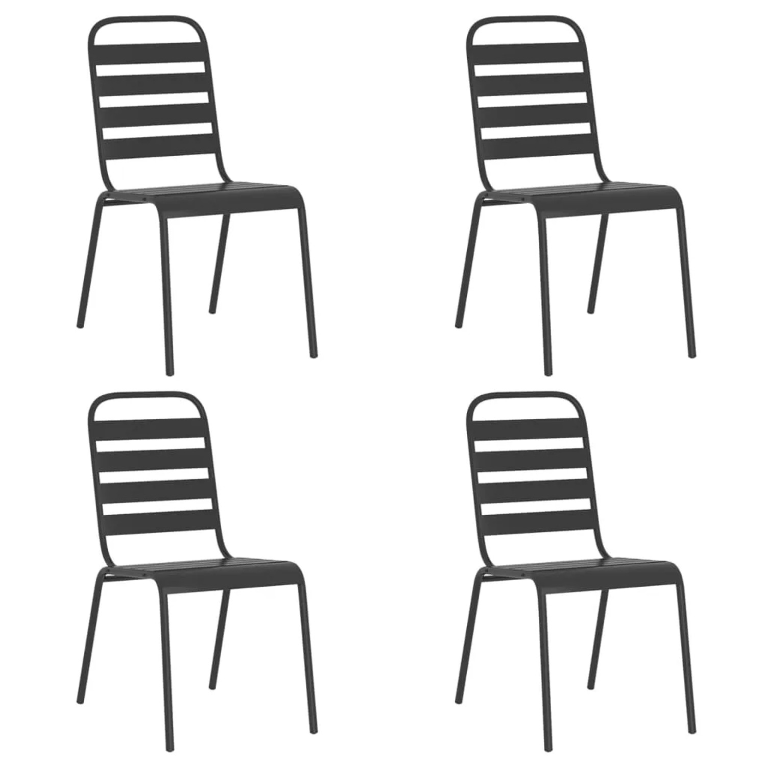 vidaXL Garten-Essgruppe, 5-tlg., anthrazitfarben, Stahl. 4 Stühle und 1 Tisch für den Garten.