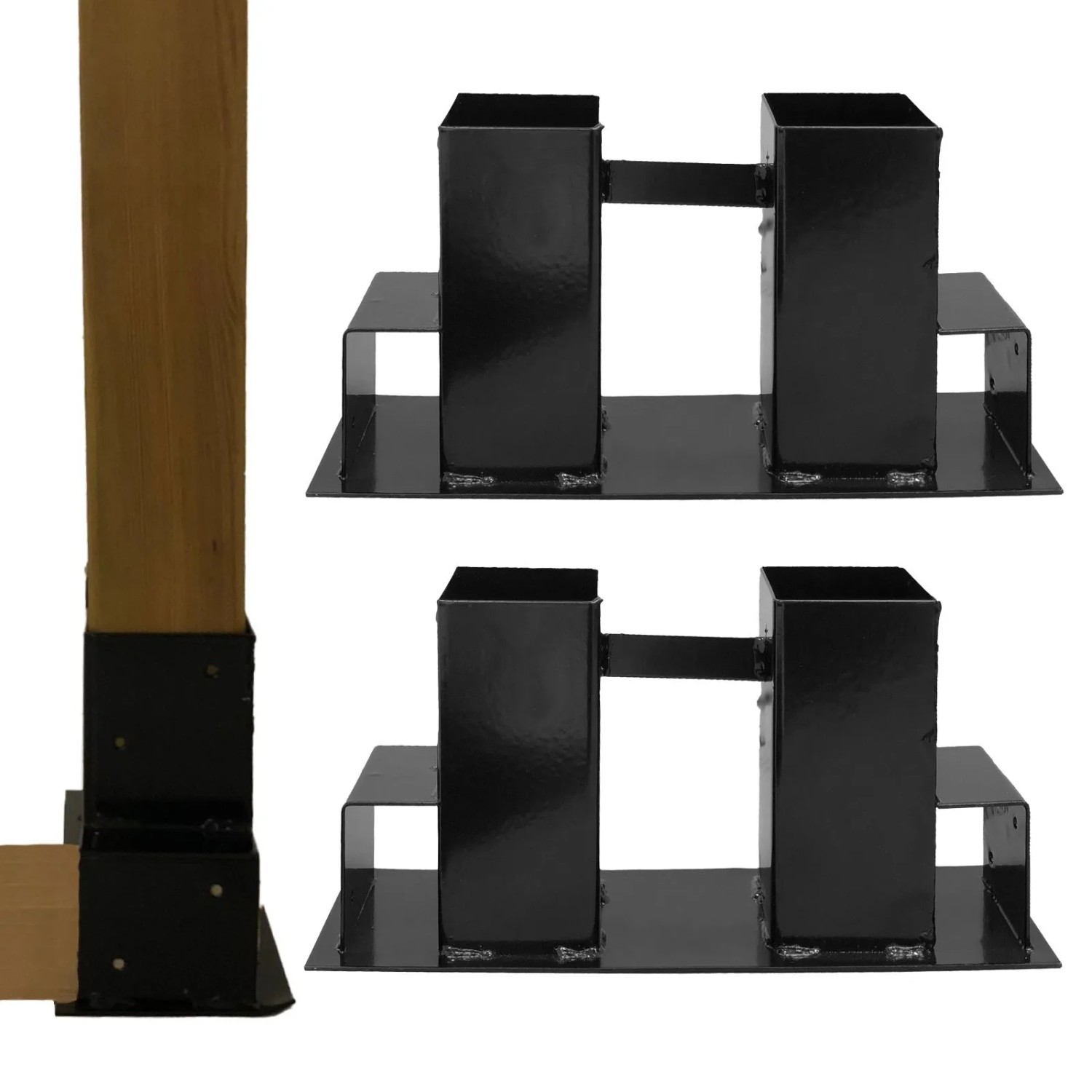 TRUTZHOLM Holzstapelhilfe 2er Set Halterung 34x10cm Lackierter Stahl Schwarz