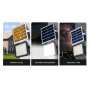 ENOVALITE Solarstrahler PRO: 100W LED Fluter mit Solarpanel, Dämmerungssensor und IP65 Schutz.