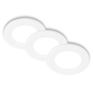 3er Set Briloner LED Einbaustrahler, neutralweiß, flaches Design in Weiß.