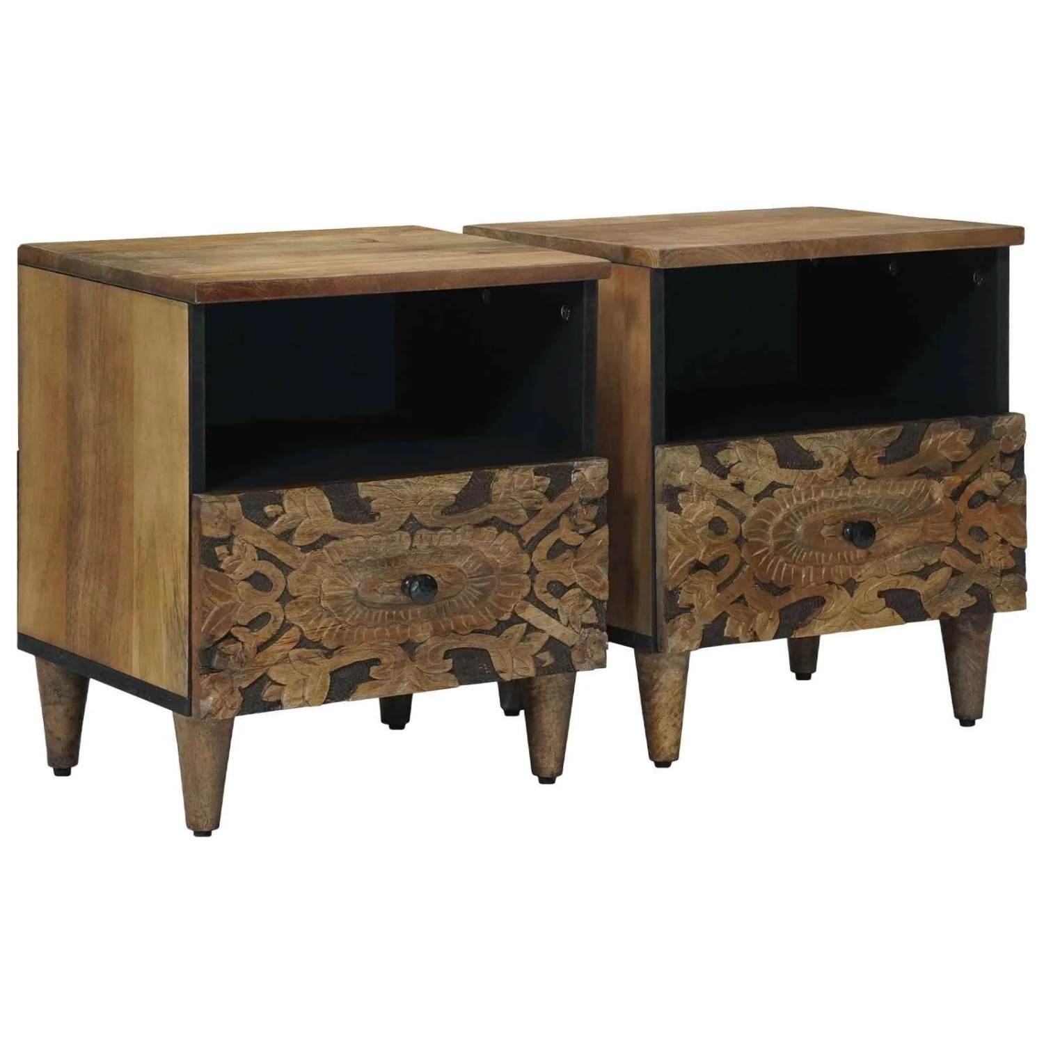 vidaXL Bettkasten 2 Stk Braun 40 x 33 x 46 cm Massivholz Mango 4018339