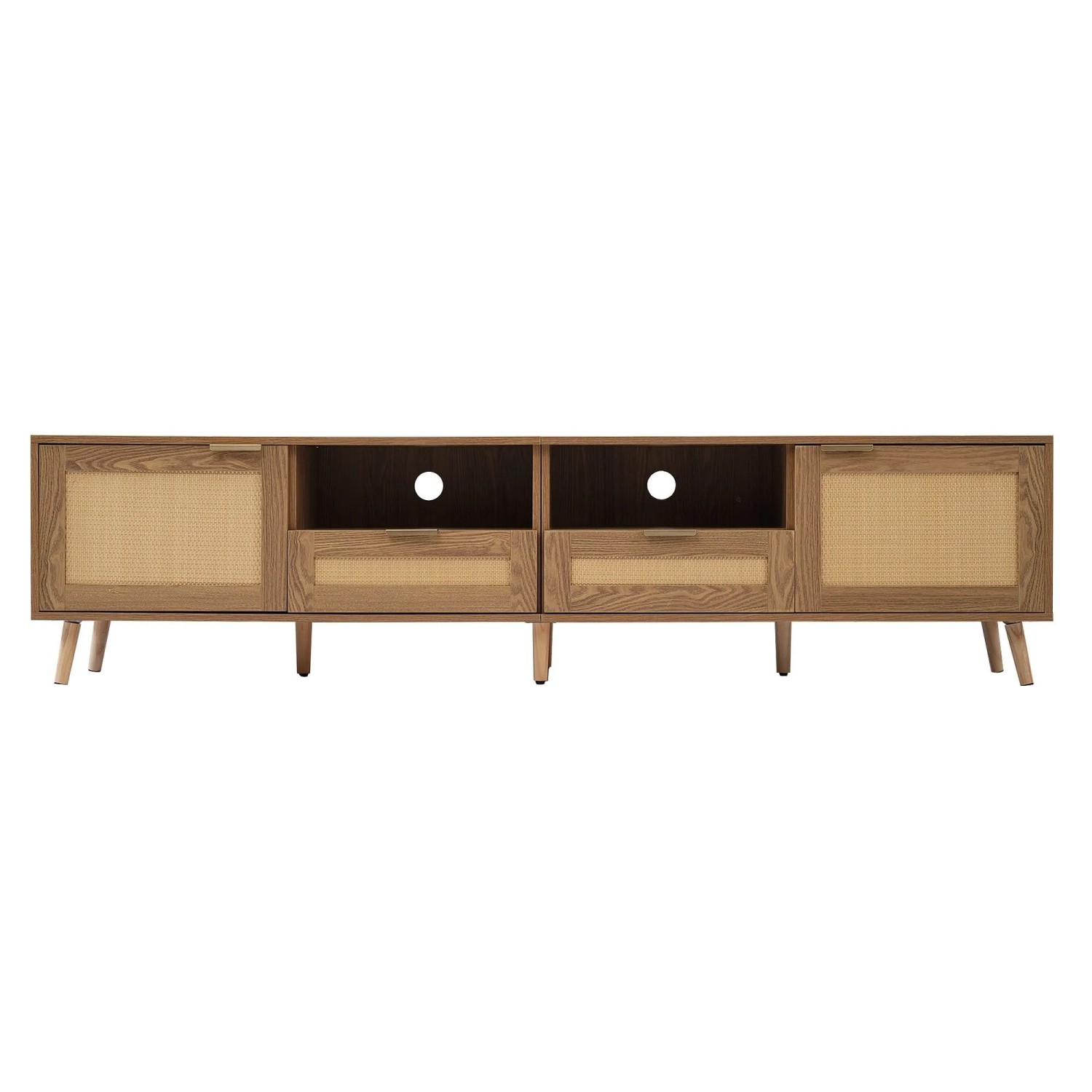 Merax TV Lowboard 200x37x49 cm Rattanoptik Massivholzfüße