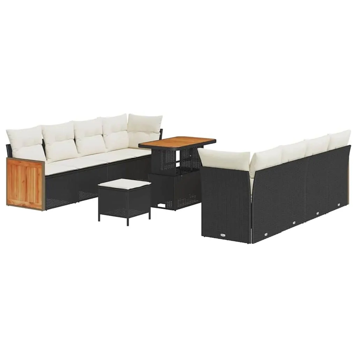 vidaXL Gartensofa-set mit Kissen 12-Tlg Schwarz und Creme Poly-Rattan 33652 günstig online kaufen