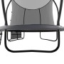 Detailaufnahme Juskys Trampolin SkyBounce S, schwarz/anthrazit, mit Sicherheitsnetz und Stahlrahmen.