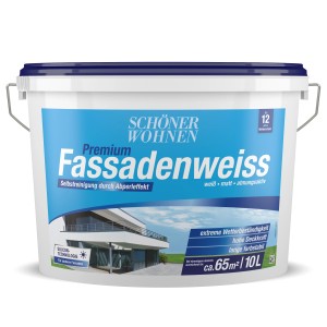 Eimer Schöner Wohnen Premium Fassadenweiss, 10 l, für Fassadenfarben, weiß, matt.