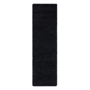 Schwarzer RugsX Teppich Soffi, 60x250cm, Shaggy Flor für Wohn- und Schlafzimmer.