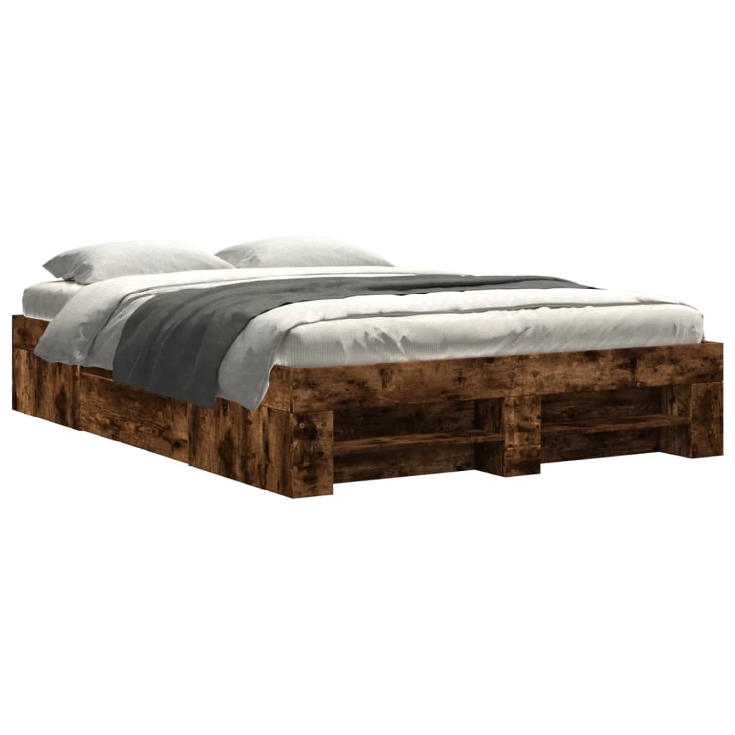 vidaXL Bettgestell ohne Matratze Räuchereiche 140x190 cm Holzwerkstoff 3295 günstig online kaufen