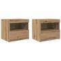vidaXL Nachtschrank 2 Stk Eiche Handwerklich 50 x 40 x 45 cm 862183