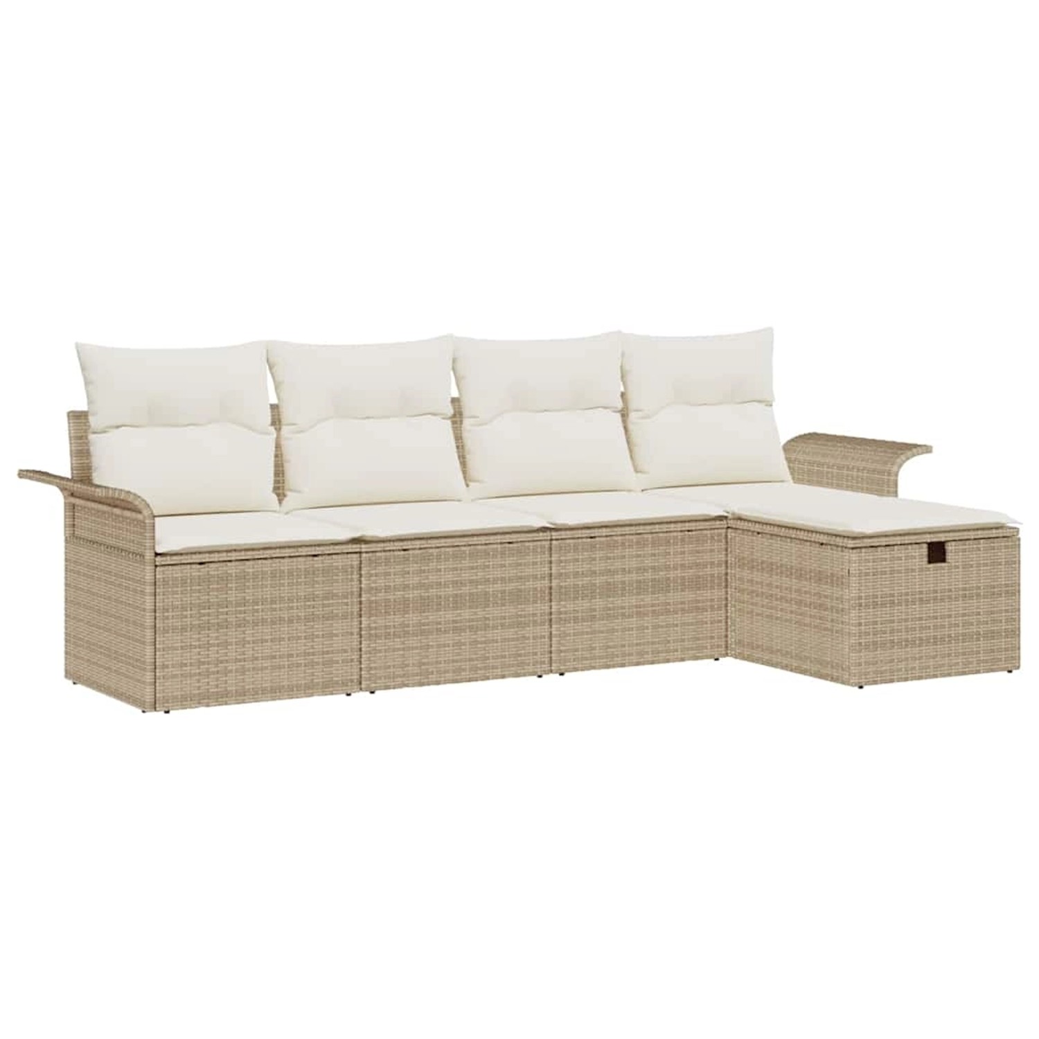 vidaXL Garten-Sofa-Set mit Kissen mit Speicher 5-Tlg Beige Poly Rattan 3360 günstig online kaufen