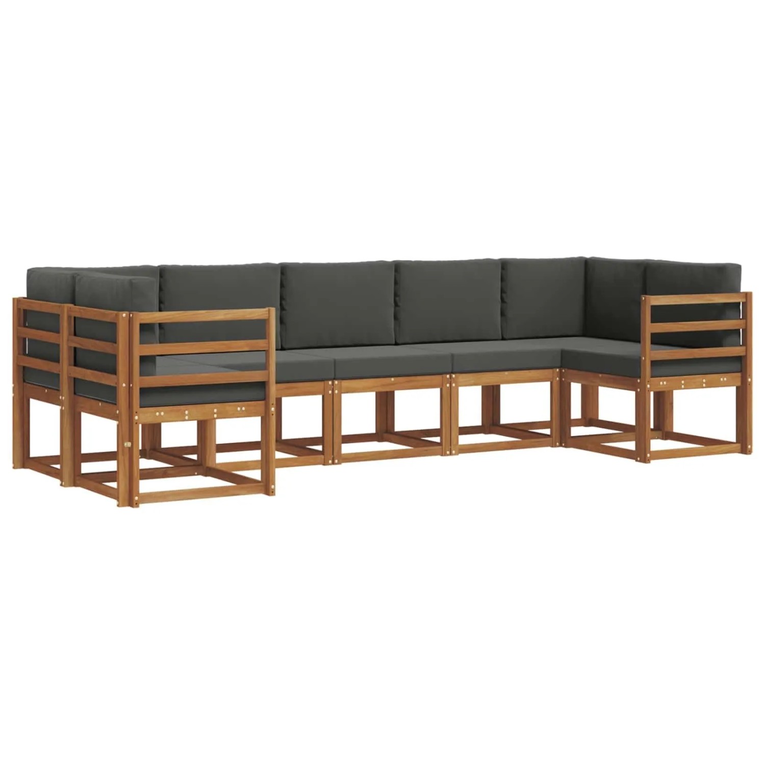 Thumbnail - vidaXL Outdoor-Sofagarnitur mit Kissen 7-Tlg Natur und Anthrazit 3366905