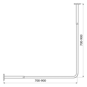 Delabie Eck-Vorhangstange ausziehbar 700–900 mm, Edelstahl hochglanzpoliert