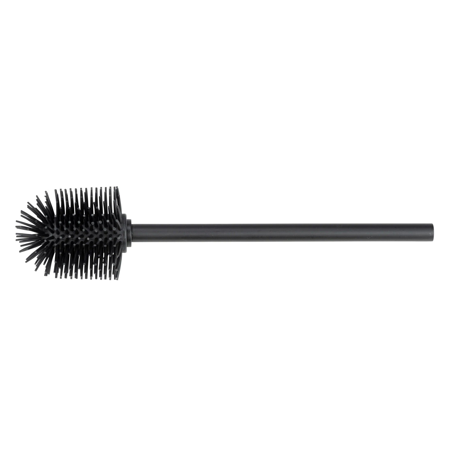 Wenko Ersatz WC-Bürste mit schwarzem Silikonkopf und Edelstahlstiel, Ø 8 cm.