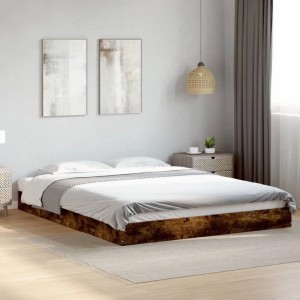 vidaXL Bettgestell ohne Matratze Räuchereiche 160x200 cm Holzwerkstoff 842011