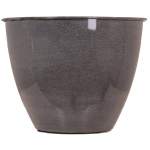 Anthrazitfarbener Metall-Blumentopf, Ø 26 cm, Höhe 22 cm. Robust und leicht für Innen- und Außenbereich.