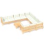 vidaXL Garten-Lounge-Set, 11-teilig, Kiefernholz mit creme Kissen. Gartenmöbel für Terrasse und Garten.