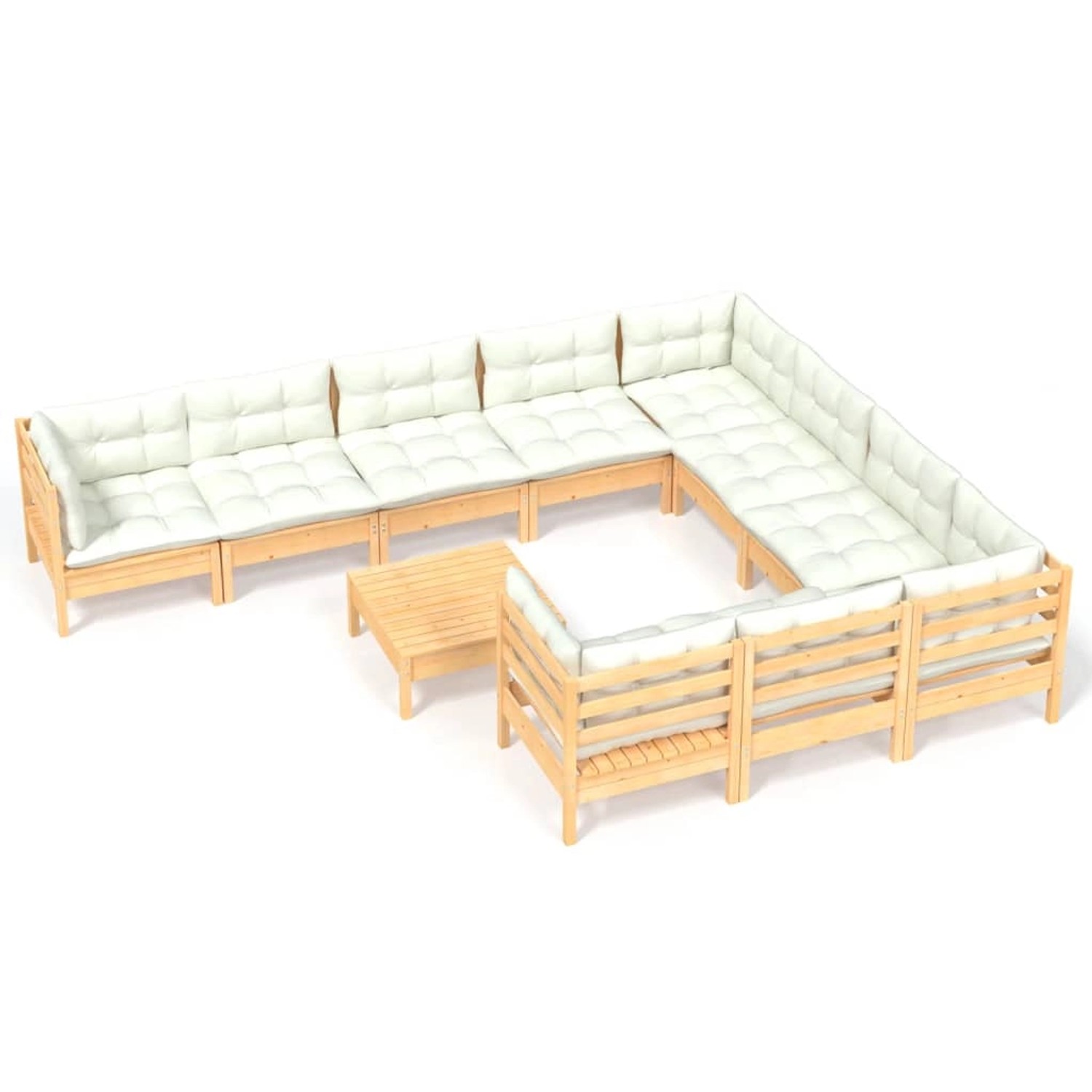 vidaXL 11-tlg Garten-Lounge-Set mit Creme Kissen Kiefernholz Modell 1 günstig online kaufen