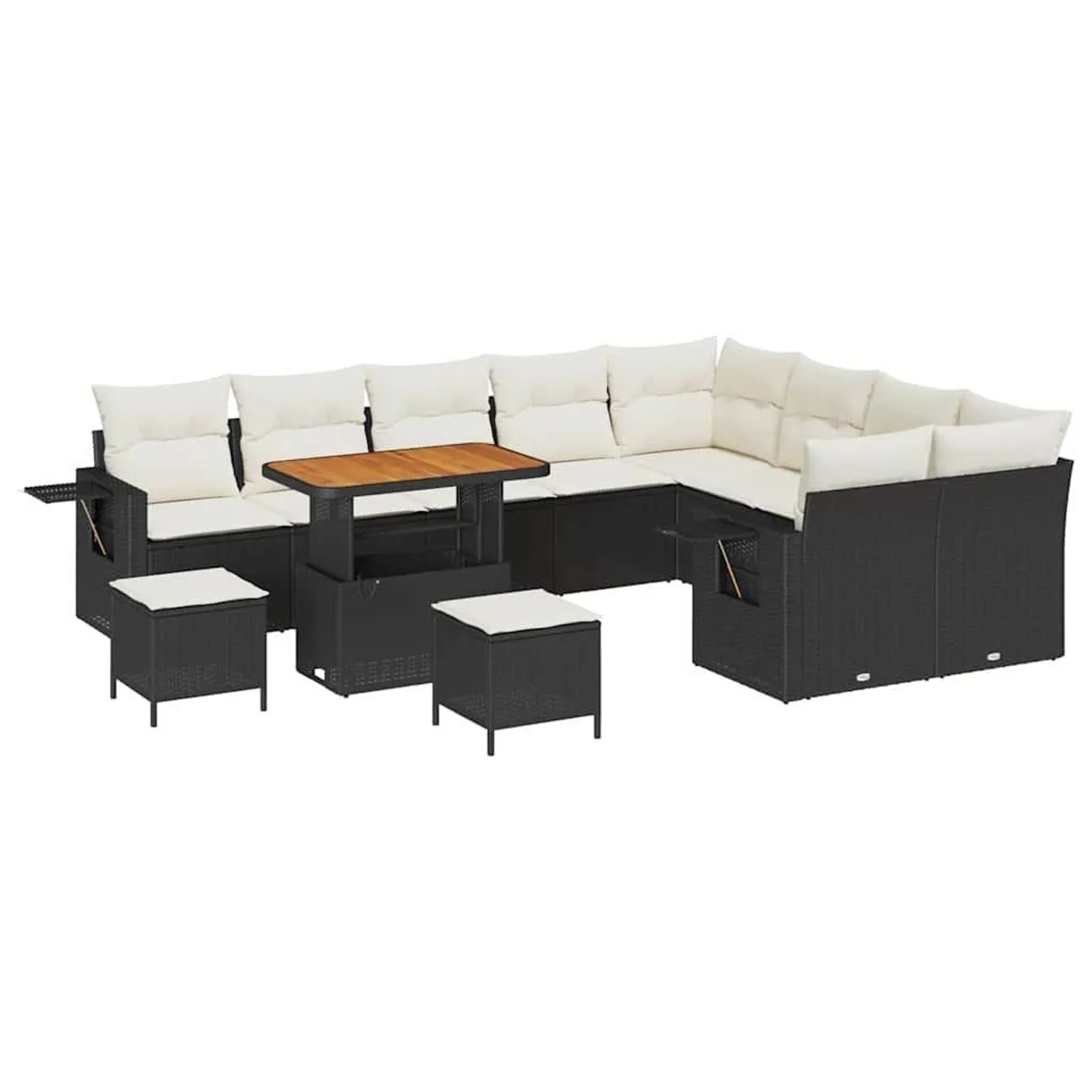 vidaXL Gartensofa-Set mit Kissen 12 Stk Schwarz und Creme Poly-Rattan 33637 günstig online kaufen