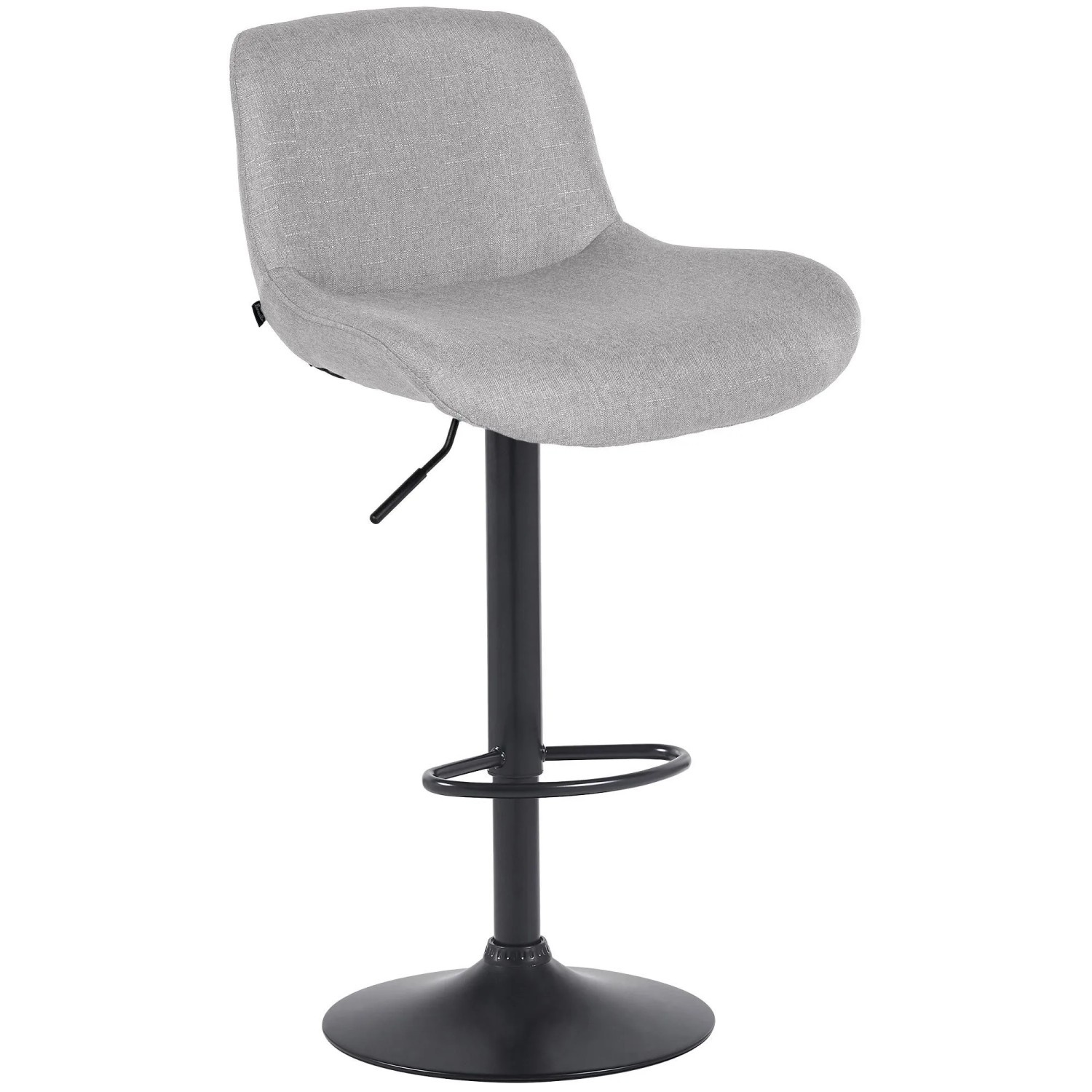 DELUKE Barhocker PONOR Stoff Hellgrau 50x50x85cm Schwarz Barstuhl Höhenverstellbar Mit Lehne Drehbar Tresenhocker Tresenstuhl