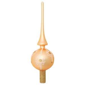 Goldene Krebs Glas Lauscha Baumspitze (27cm) mit Dekor für festliche Weihnachten.