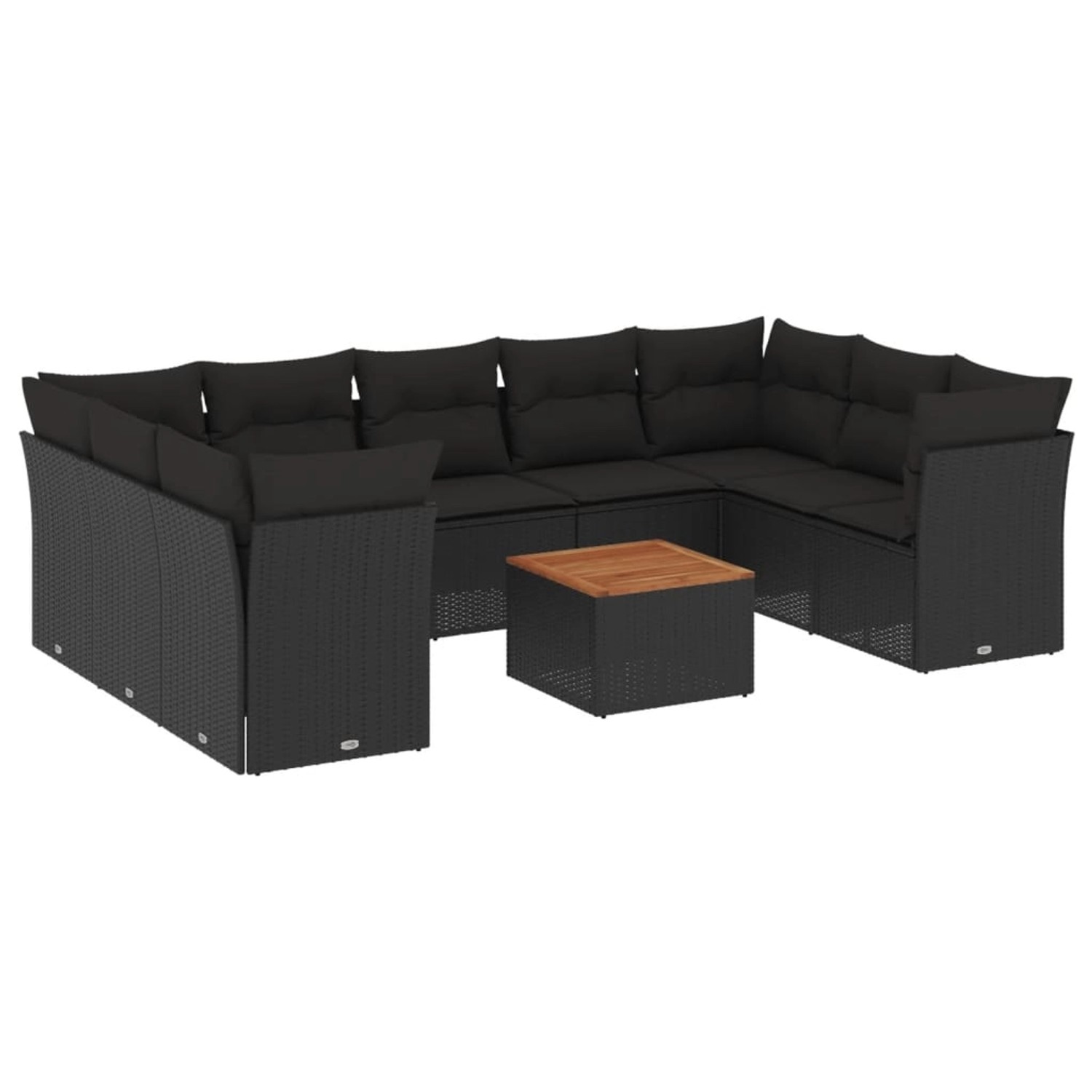 vidaXL 10-tlg Garten-Sofagarnitur mit Kissen Schwarz Poly Rattan Modell 74 günstig online kaufen