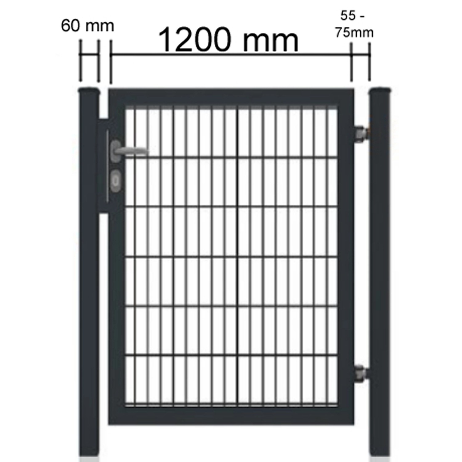 Gartentor für Doppelstabmattenzäune VollRahmen Anthrazit 120 cm x 100
