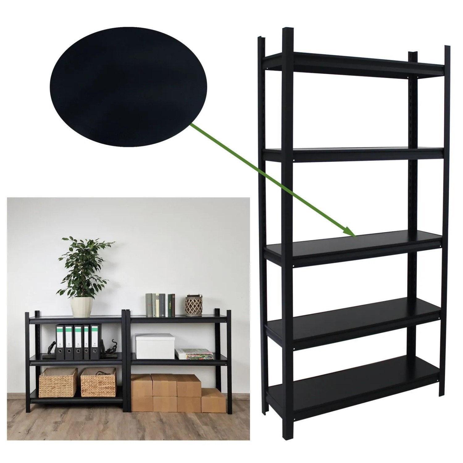 TRUTZHOLM Wohnzimmerregal 180x90x30cm Stahl 600 kg Regalböden 8 mm Schwarzm günstig online kaufen