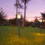 Globo LED-Solarleuchte mit Erdspieß im Garten, Kunststoff schwarz matt, Fackeleffekt.