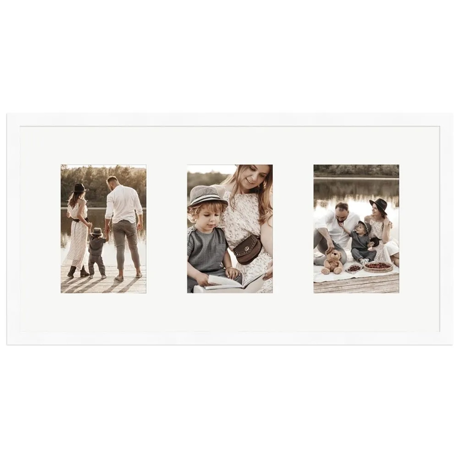 WANDStyle Galerierahmen G950 in Weiß Gemasert 25 x 50 cm für 3 Bilder im Format 10 x 15 cm