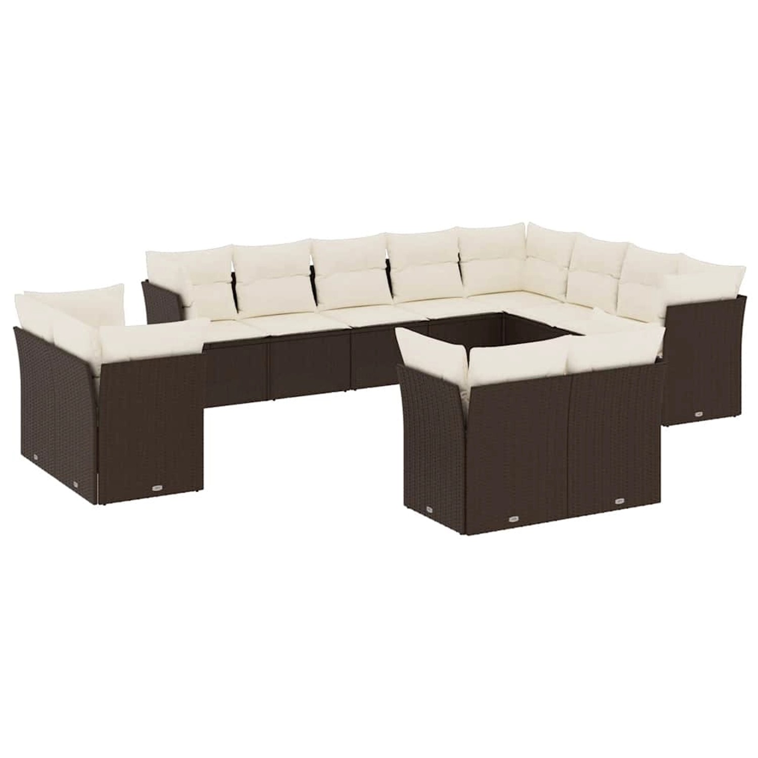 vidaXL 12-Tlg Garten-Sofagarnitur mit Kissen Braun Poly Rattan 3218533 günstig online kaufen