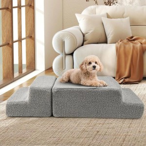 Costway Hundetreppe 4 Stufen Rutschfeste Aus Schaumstoff Grau