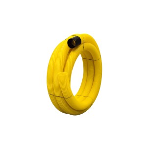 Gelbes Aco Master Drainrohr, 50m DN 100, gelocht, für Drainage und Grundwasserschutz.