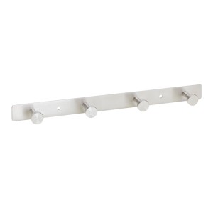 SOTECH Hakenleiste JOEL aus gebürstetem Edelstahl mit 4 Haken für Garderobe und Schlüssel.