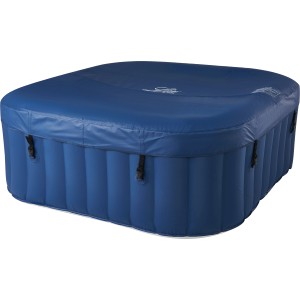 Marineblauer, aufblasbarer Whirlpool SQUARE für 4 Personen mit Abdeckung.