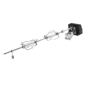 Rösle Drehspieß Allflame Silber, Grillspieß mit Motor und Halterungen für knuspriges Grillgut.