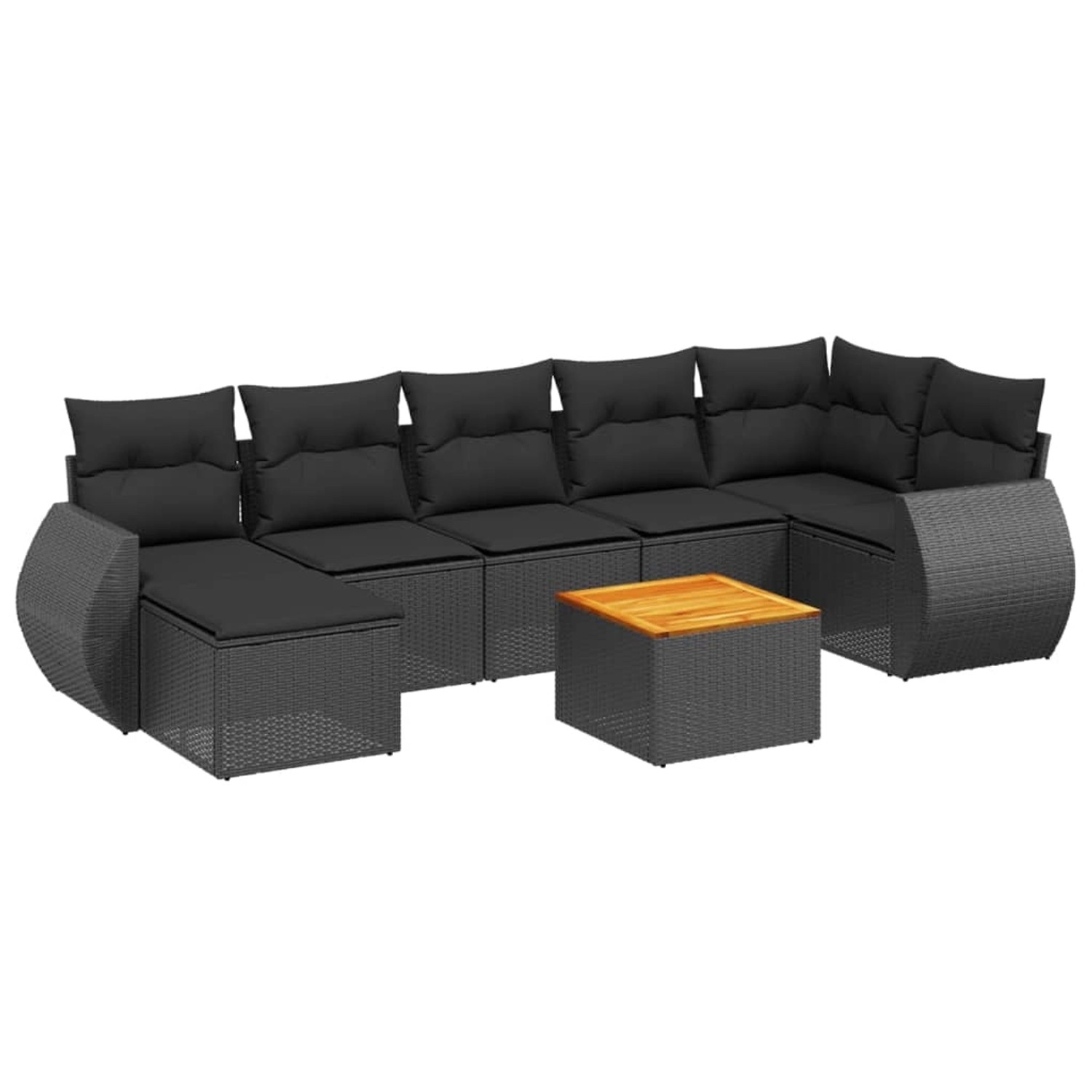 vidaXL 8-Tlg Garten-Sofagarnitur mit Kissen Schwarz Poly Rattan 3225110